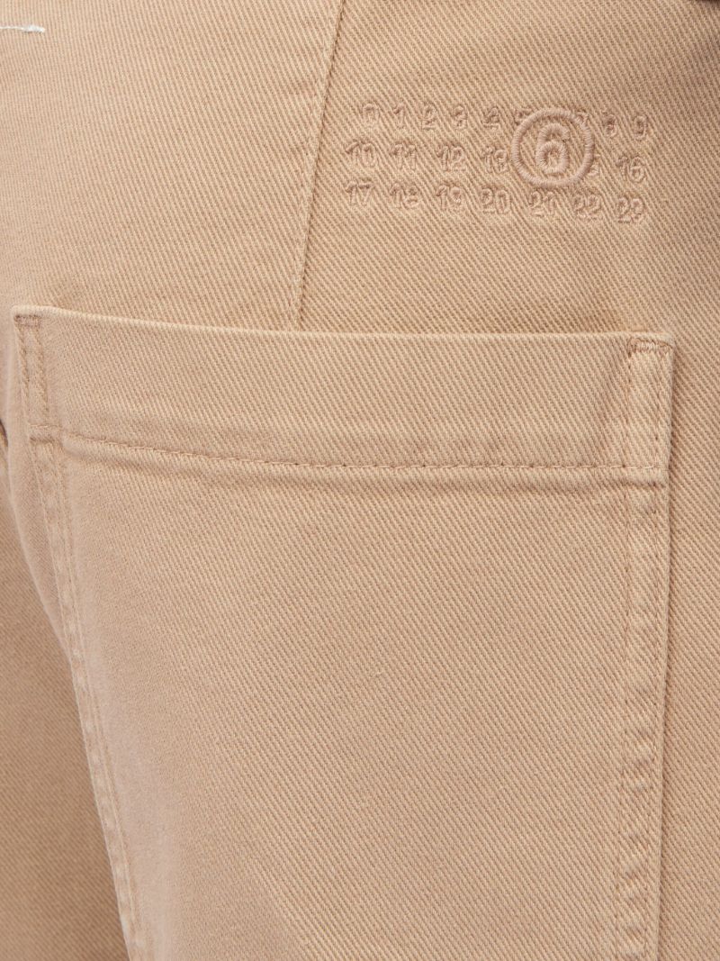 Neutral Logo-embroidered Cotton Trousers