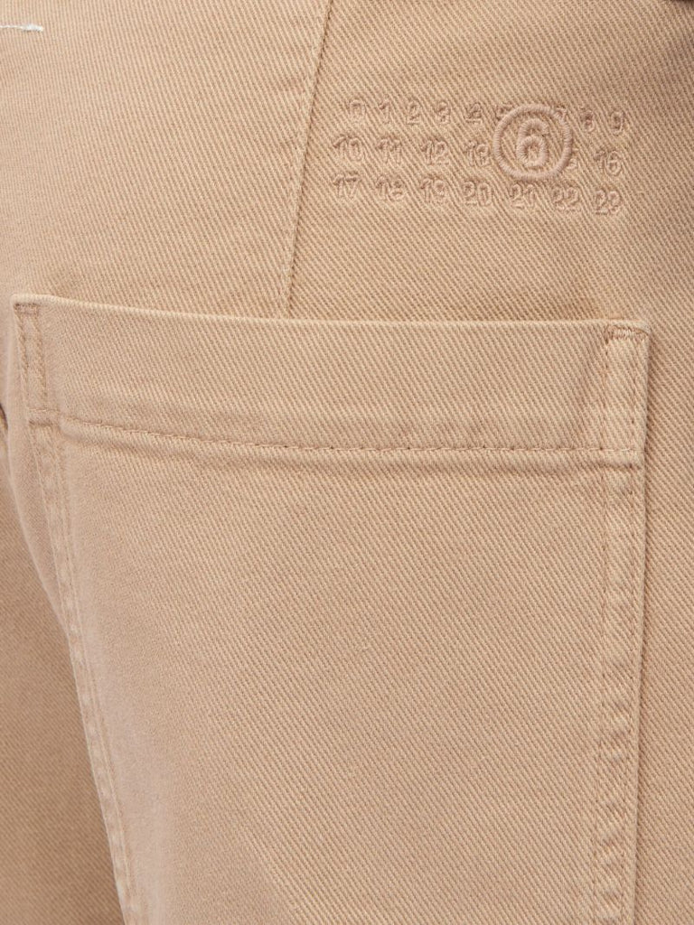 Neutral Logo-embroidered Cotton Trousers