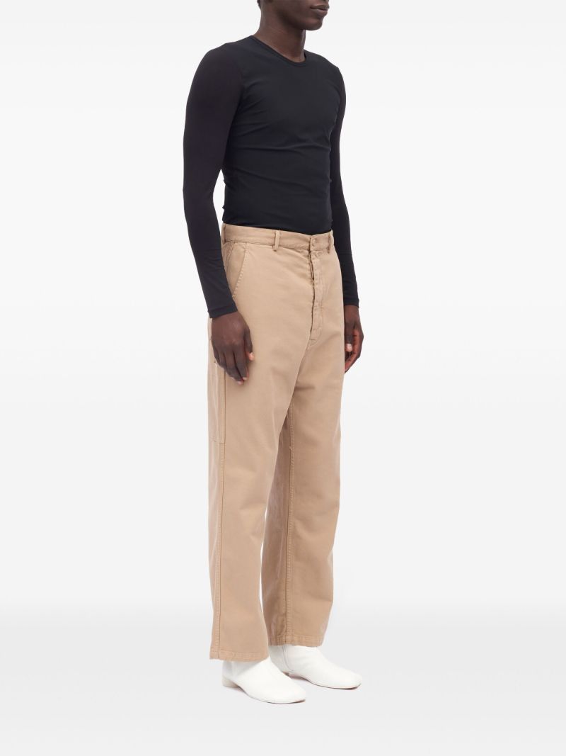 Neutral Logo-embroidered Cotton Trousers