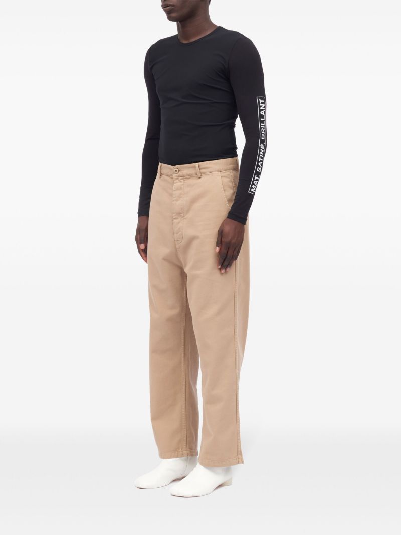 Neutral Logo-embroidered Cotton Trousers