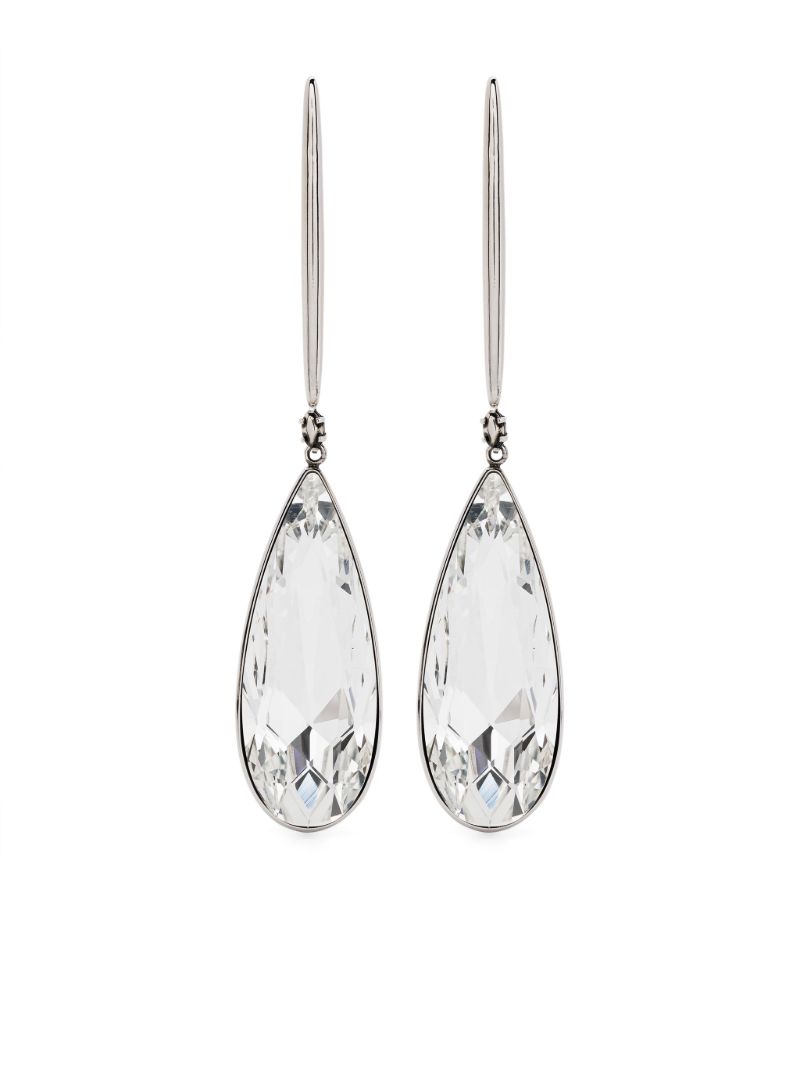 Silver-tone Stick Crystal Drop Earrings