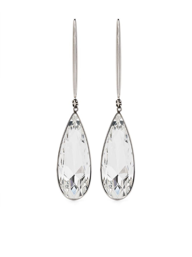 Silver-tone Stick Crystal Drop Earrings