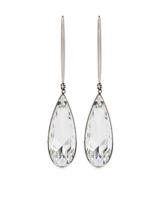 Silver-tone Stick Crystal Drop Earrings