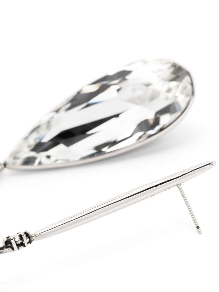 Silver-tone Stick Crystal Drop Earrings