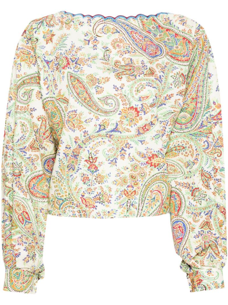Yellow Paisley-print Cotton Blouse