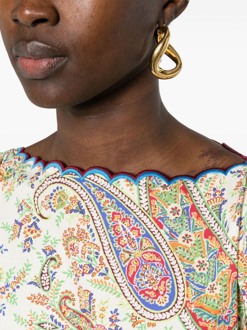 Yellow Paisley-print Cotton Blouse