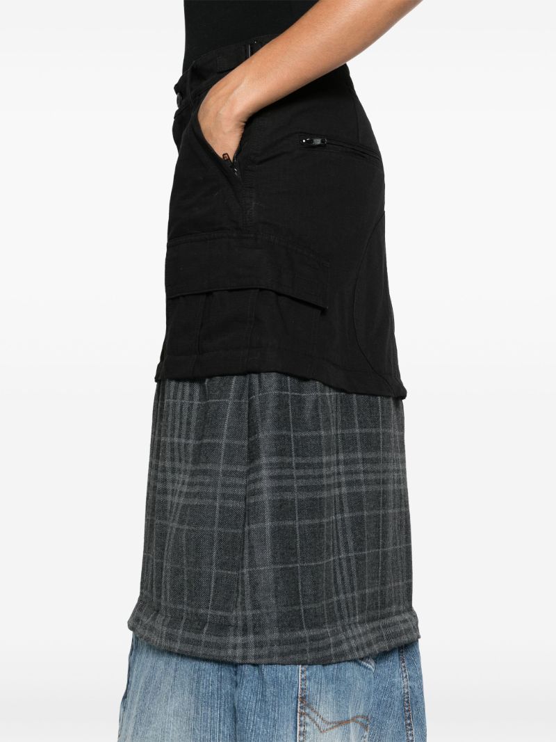 Black Patchwork Layered Maxi Skirt