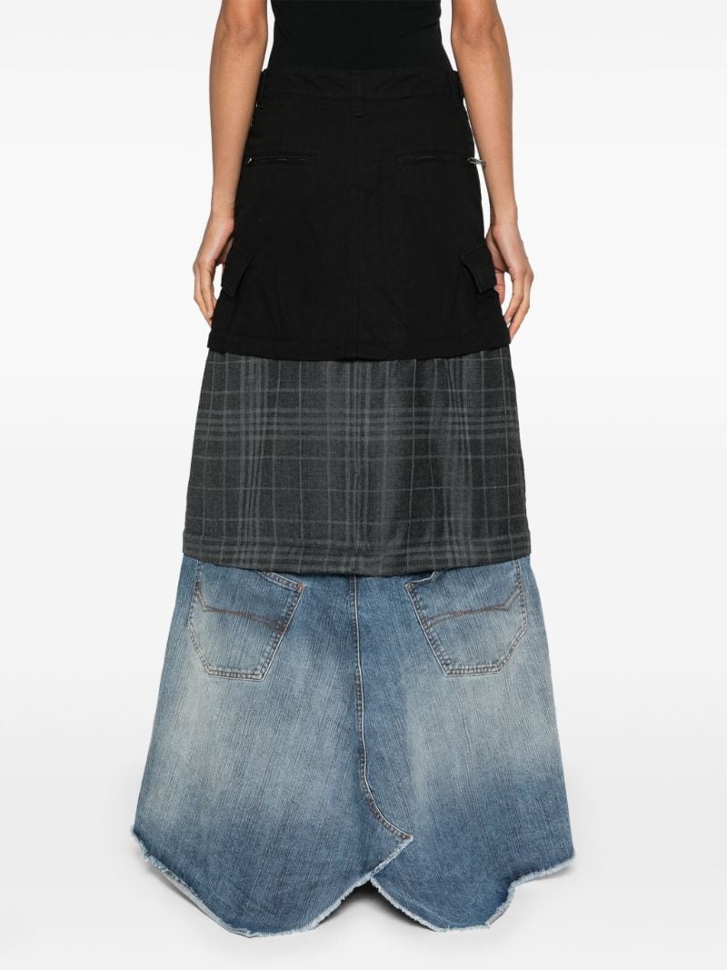 Black Patchwork Layered Maxi Skirt
