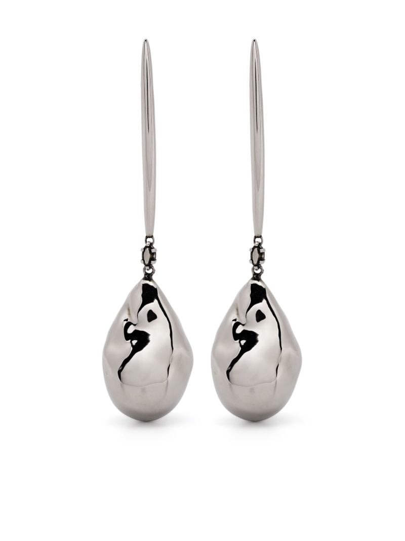 Silver Pearl Shaped Drop Earrings