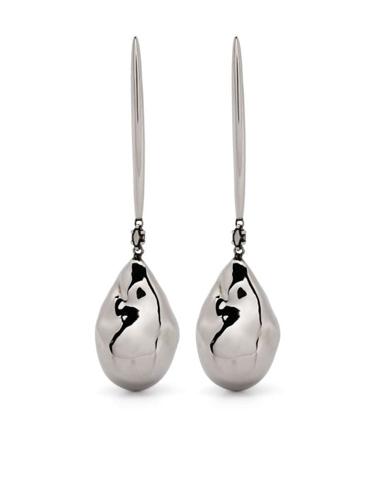 Silver Pearl Shaped Drop Earrings