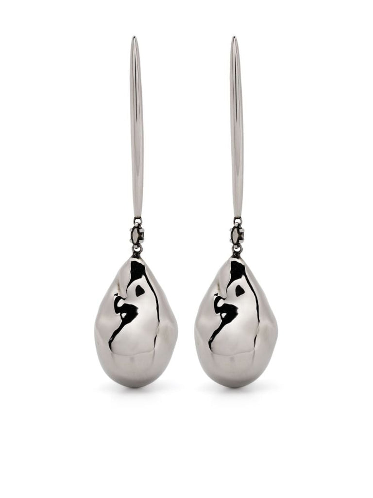 Silver Pearl Shaped Drop Earrings
