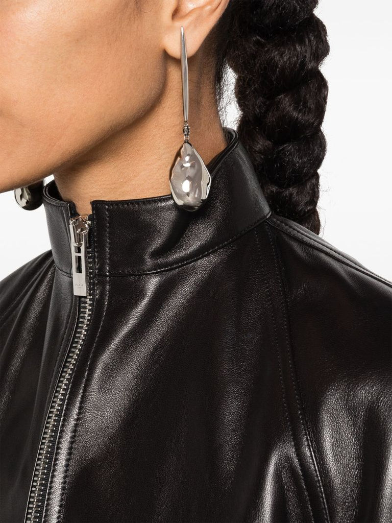Silver Pearl Shaped Drop Earrings