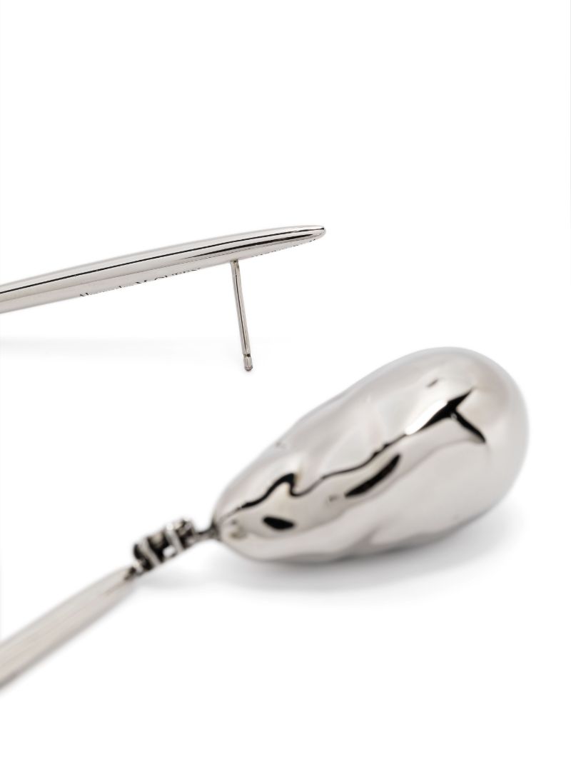 Silver Pearl Shaped Drop Earrings
