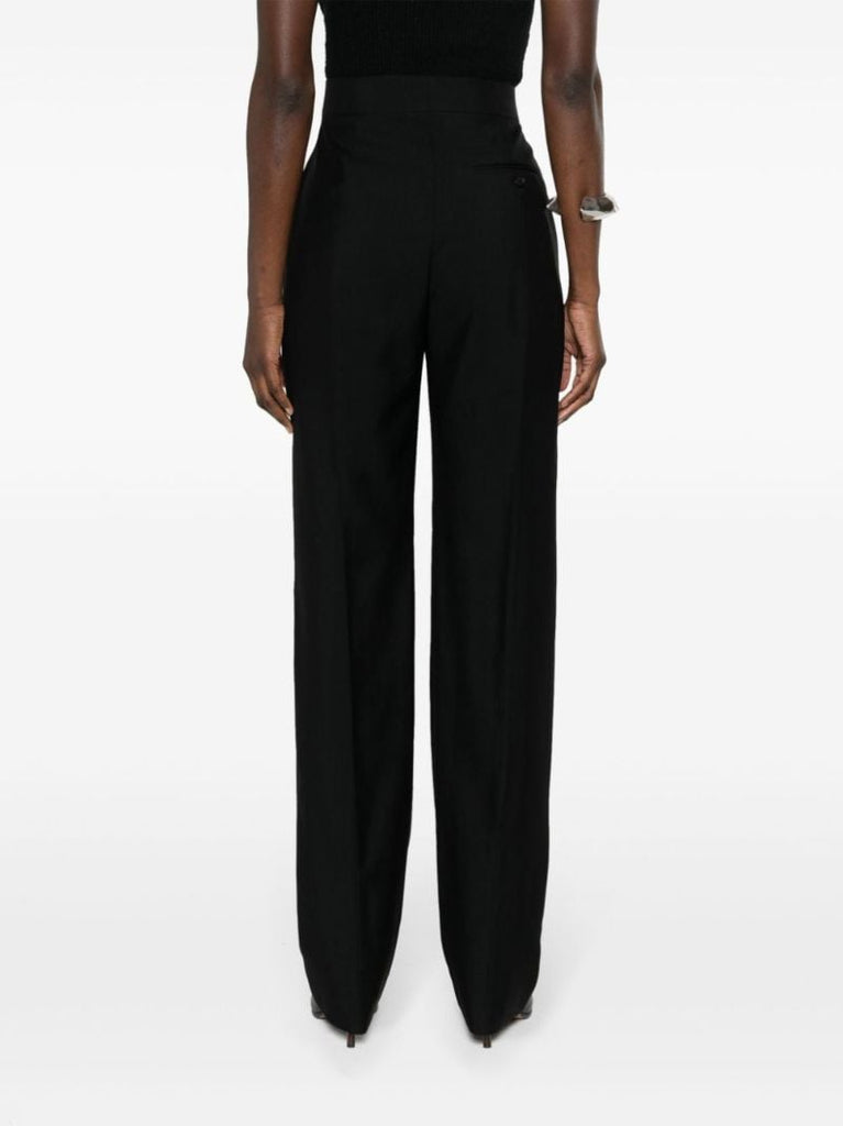 Black High-rise Tailored Wool Trousers