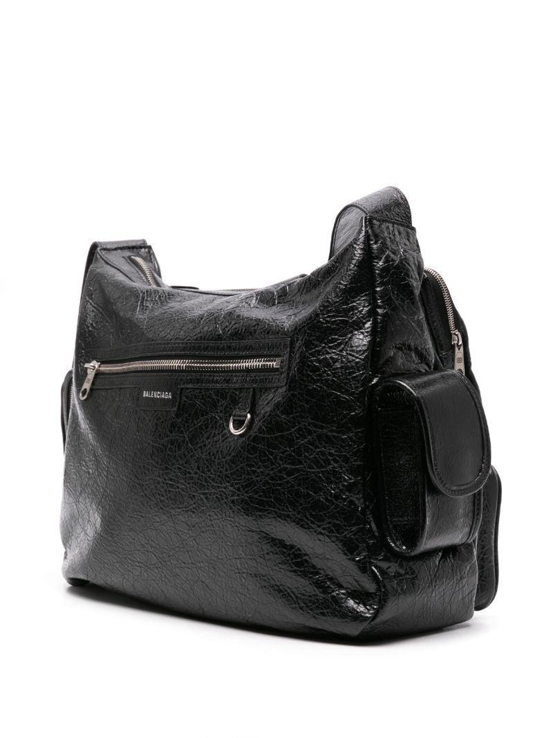 Black Superbusy Leather Messenger Bag