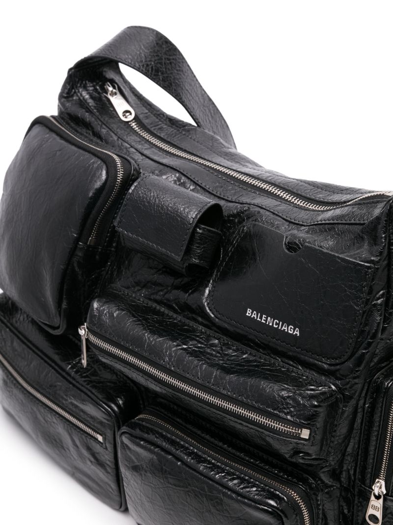 Black Superbusy Leather Messenger Bag