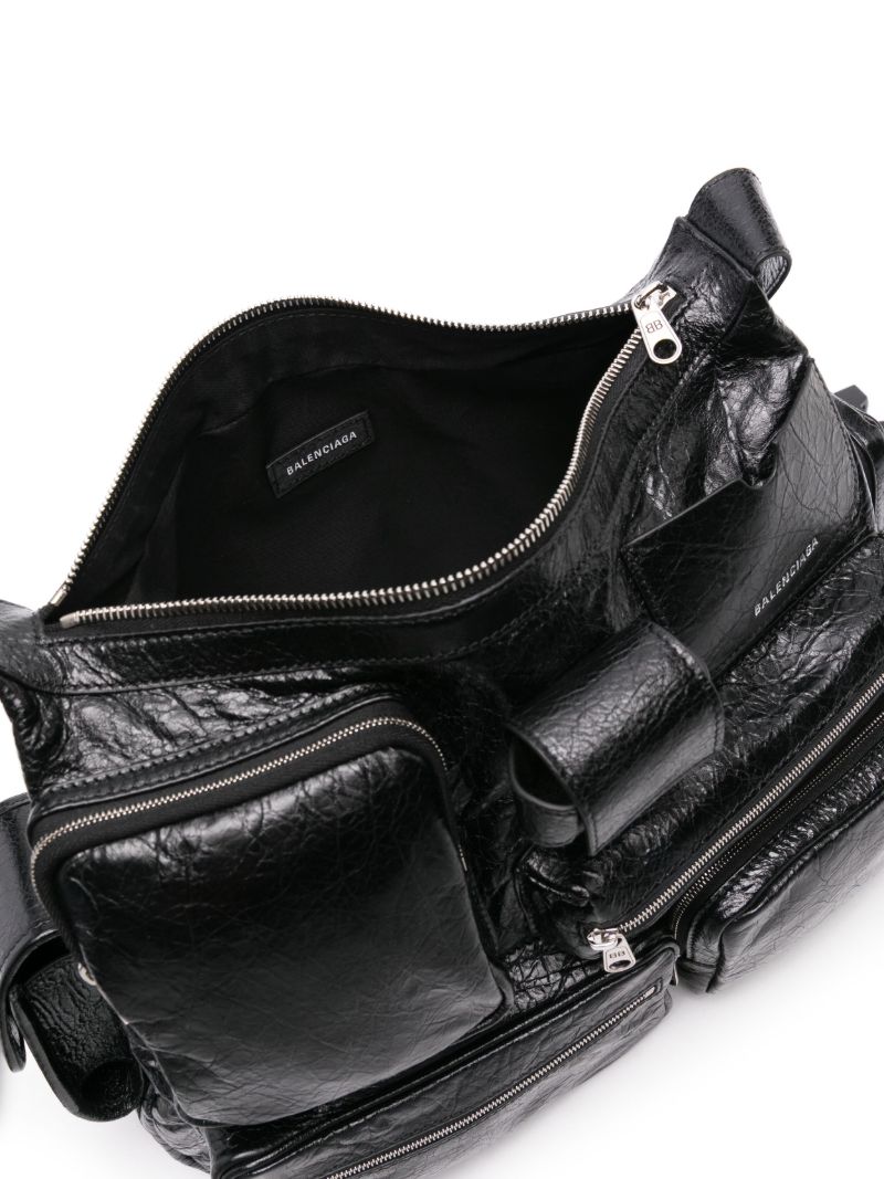Black Superbusy Leather Messenger Bag