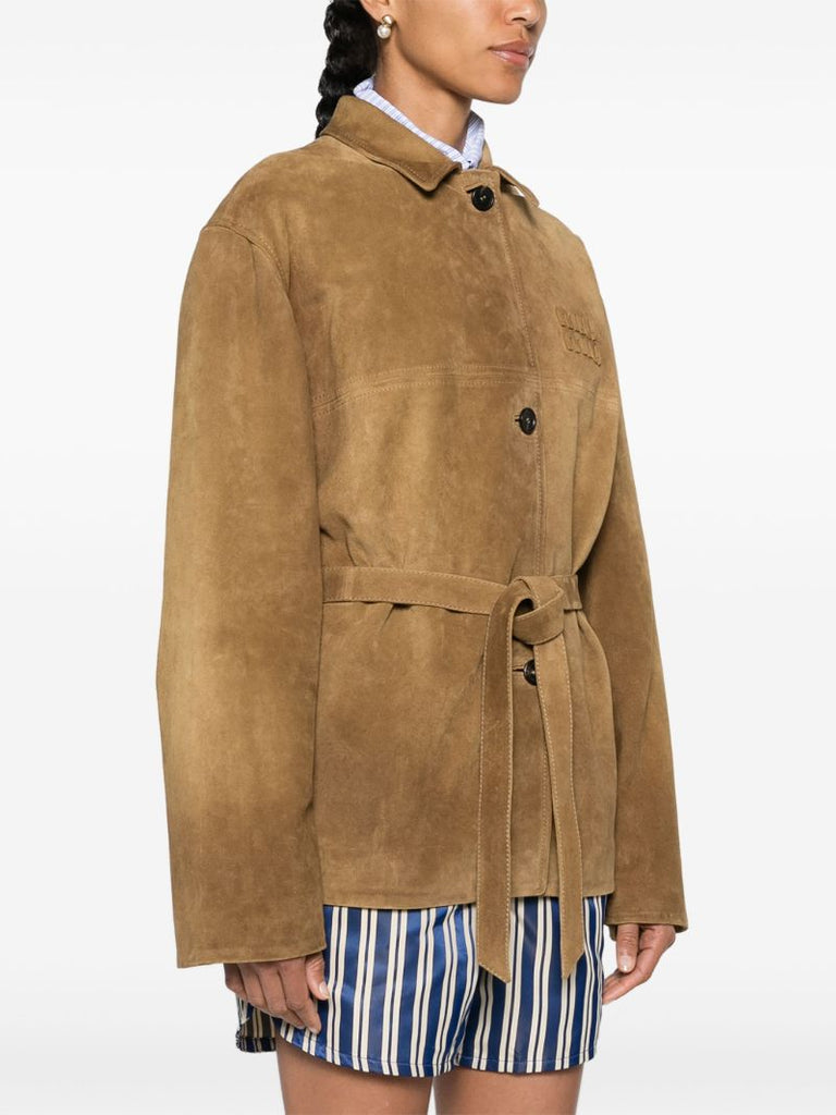 Light Brown Belted Suede Jacket