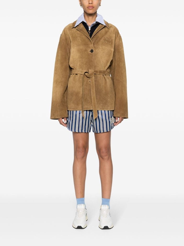 Light Brown Belted Suede Jacket
