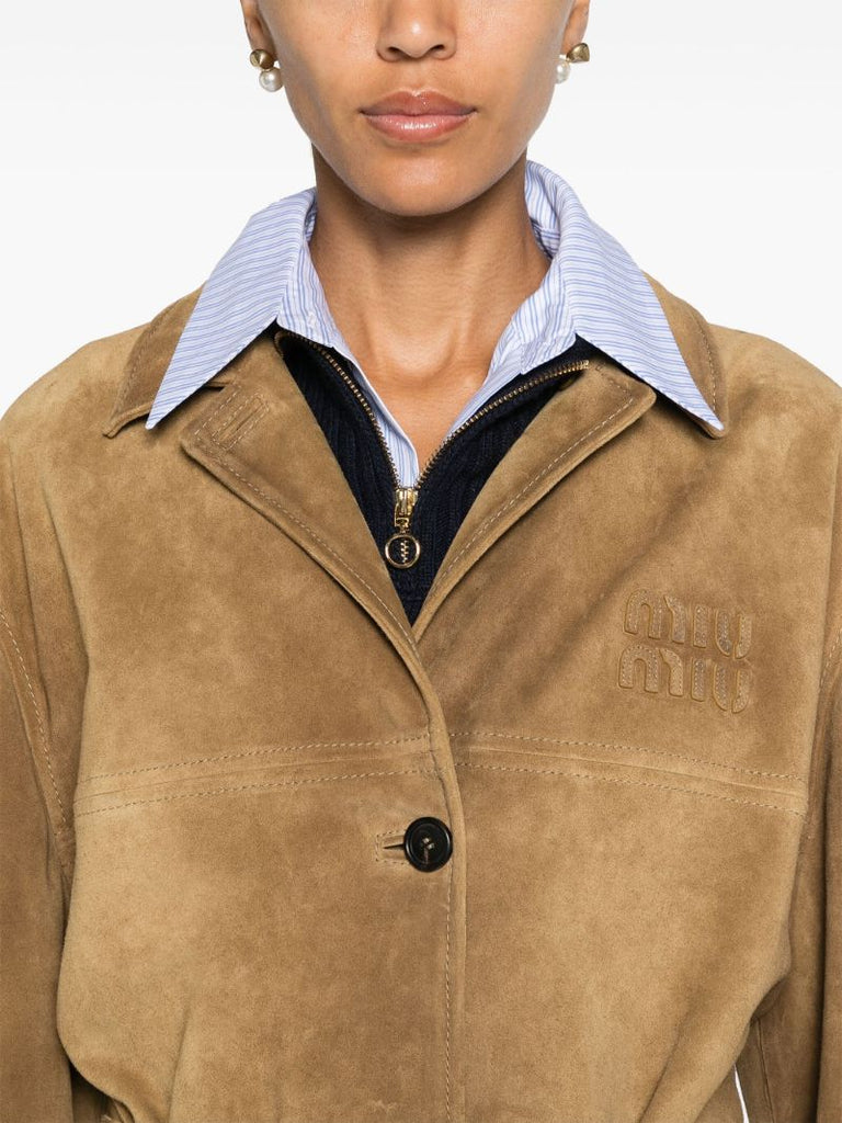 Light Brown Belted Suede Jacket