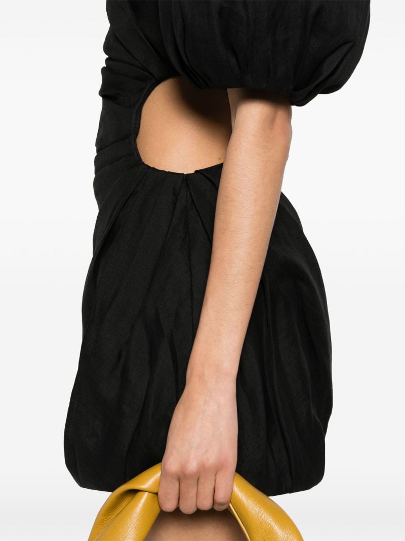 Black One-shoulder Ramie Dress