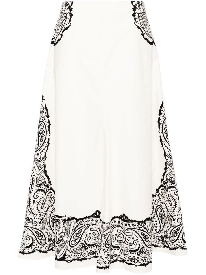 White Bandana-print Cotton Skirt
