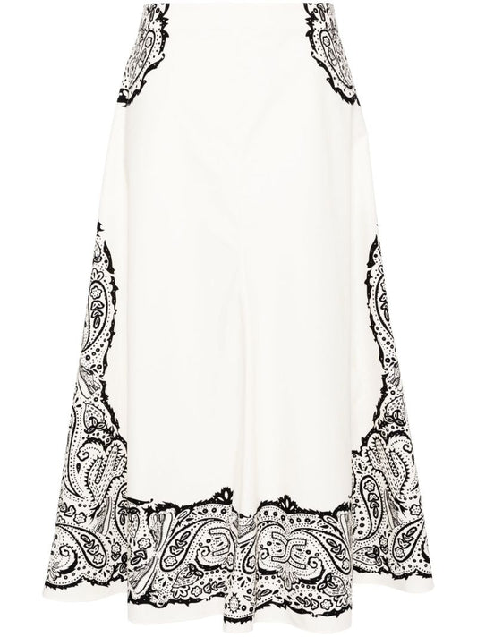 White Bandana-print Cotton Skirt