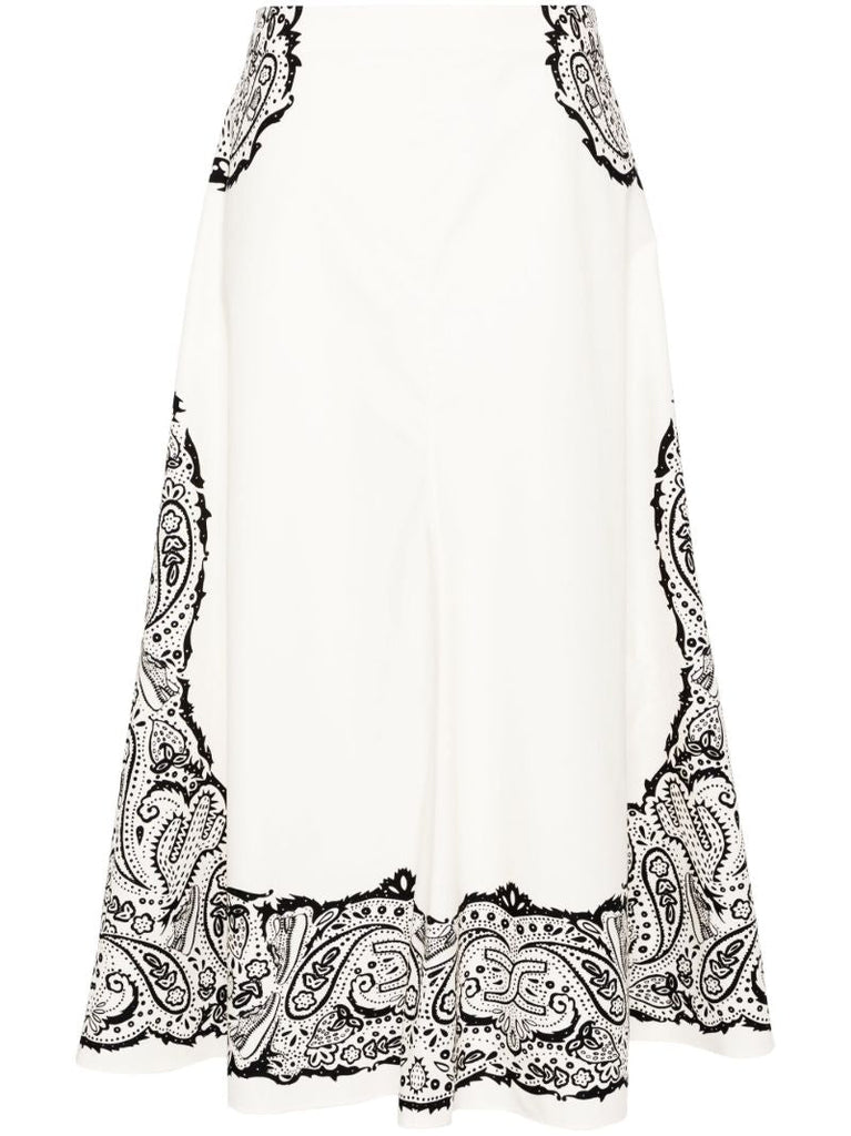White Bandana-print Cotton Skirt