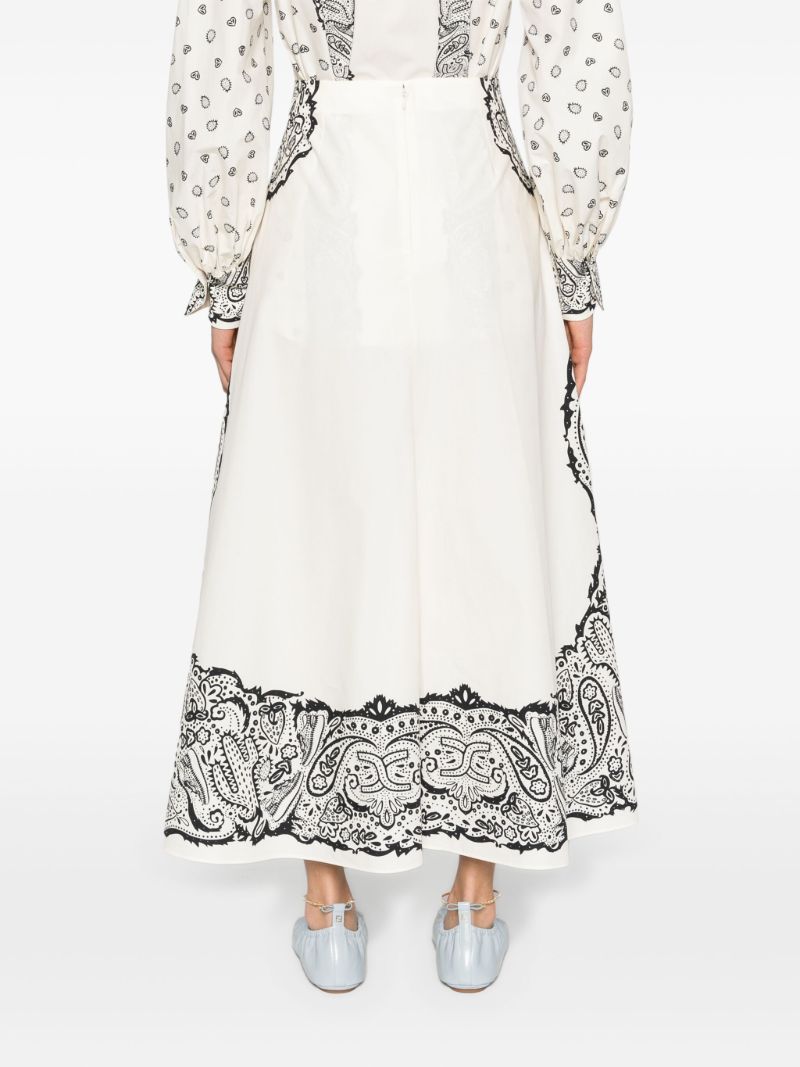White Bandana-print Cotton Skirt