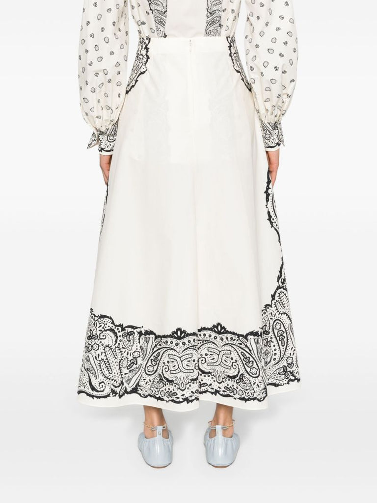 White Bandana-print Cotton Skirt
