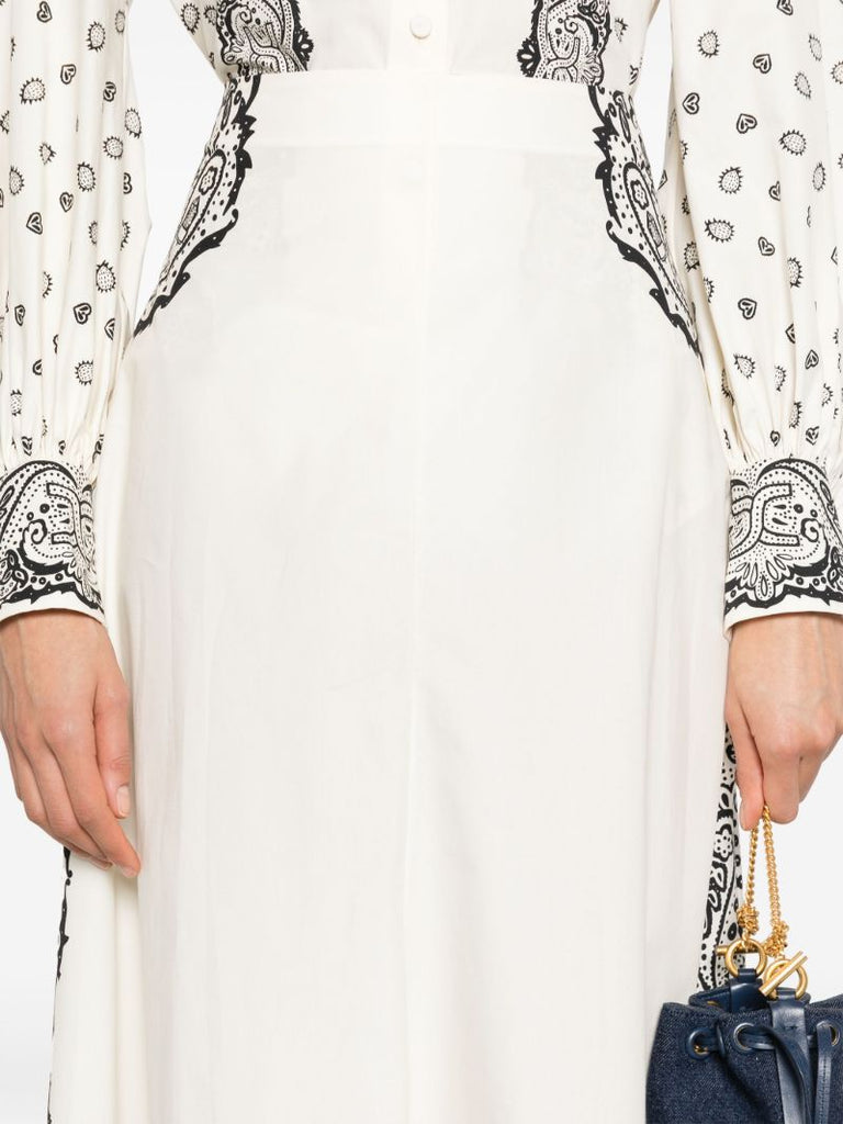 White Bandana-print Cotton Skirt