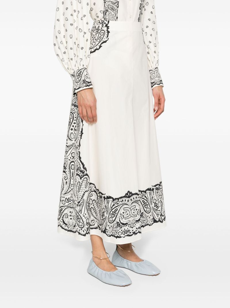 White Bandana-print Cotton Skirt