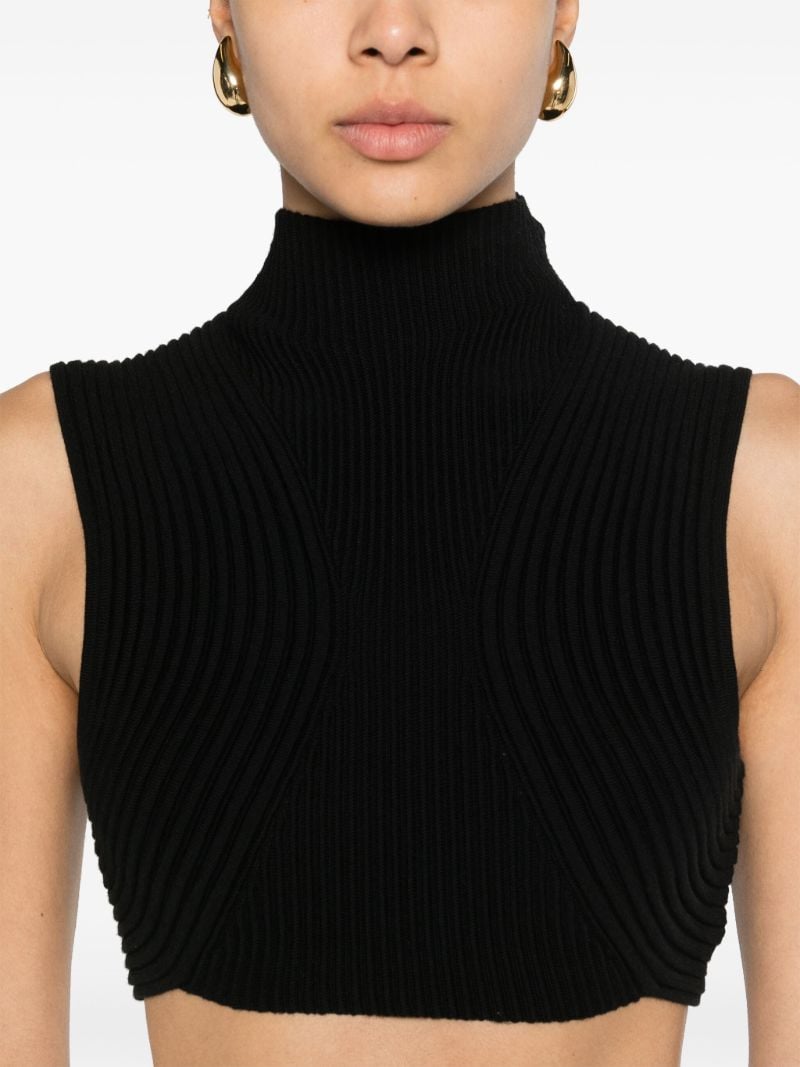 Black Ribbed-knit Wool Top