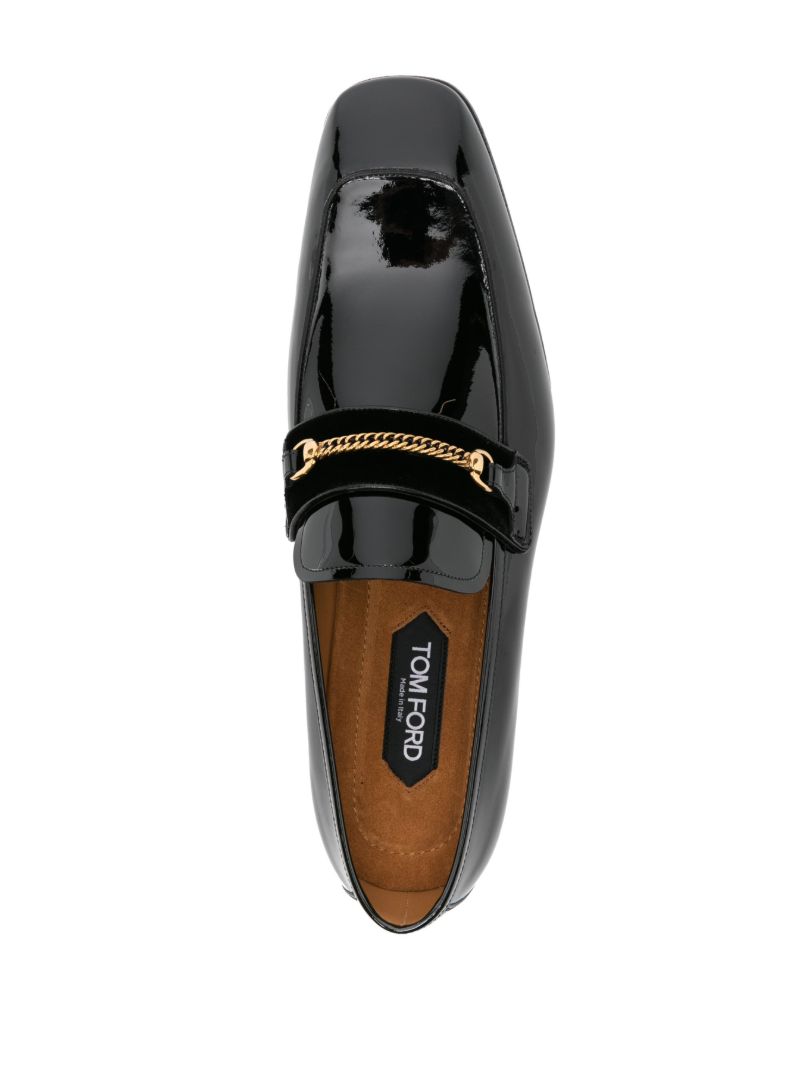 Black Bailey Chain-detail Leather Loafers
