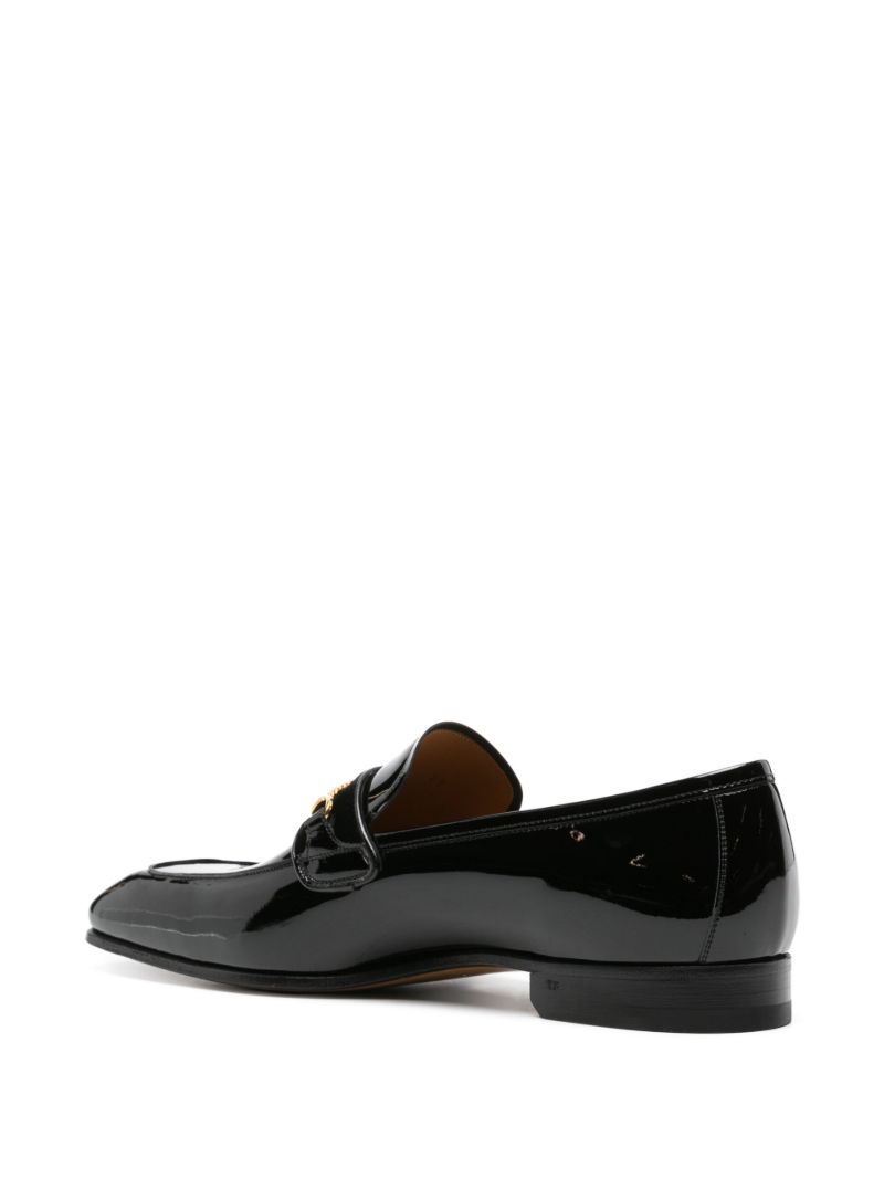 Black Bailey Chain-detail Leather Loafers