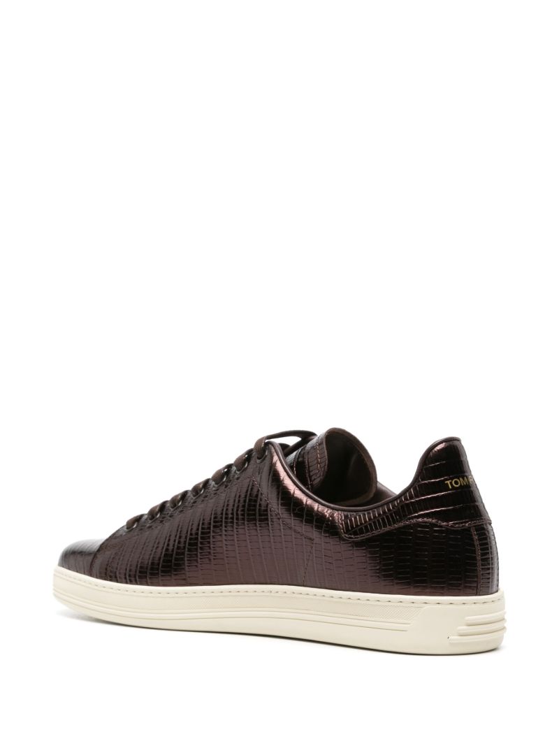 Brown Warwick Crocodille-effect Sneakers