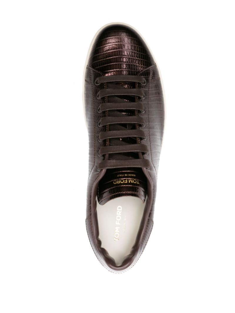 Brown Warwick Crocodille-effect Sneakers