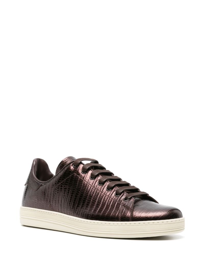 Brown Warwick Crocodille-effect Sneakers
