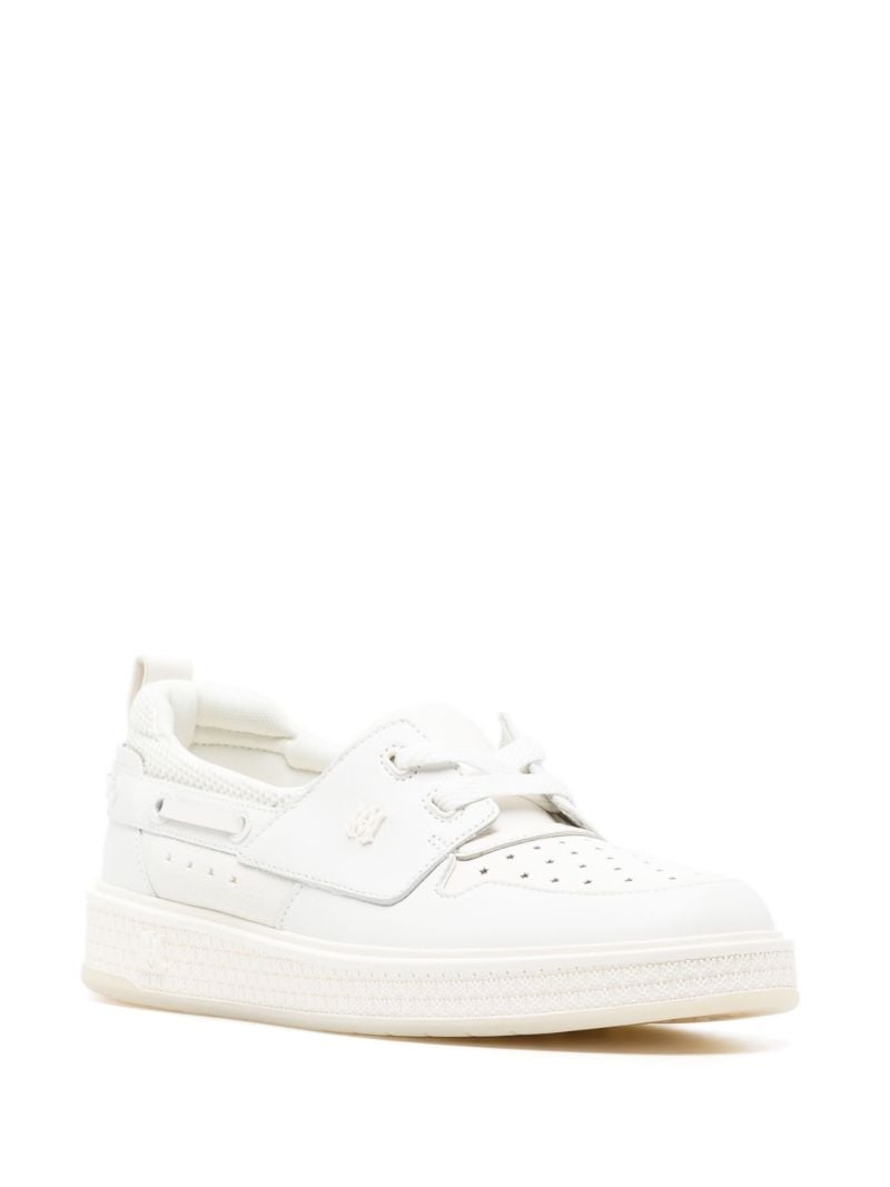White Perforated Leather Boat Shoes