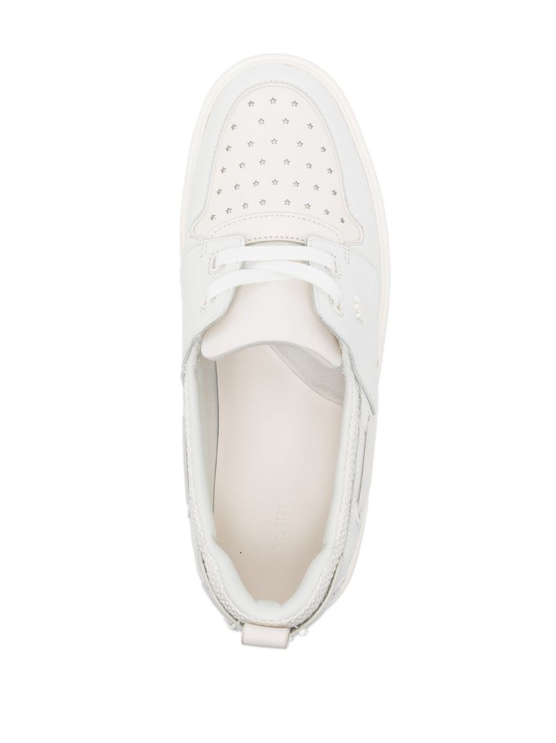 White Perforated Leather Boat Shoes