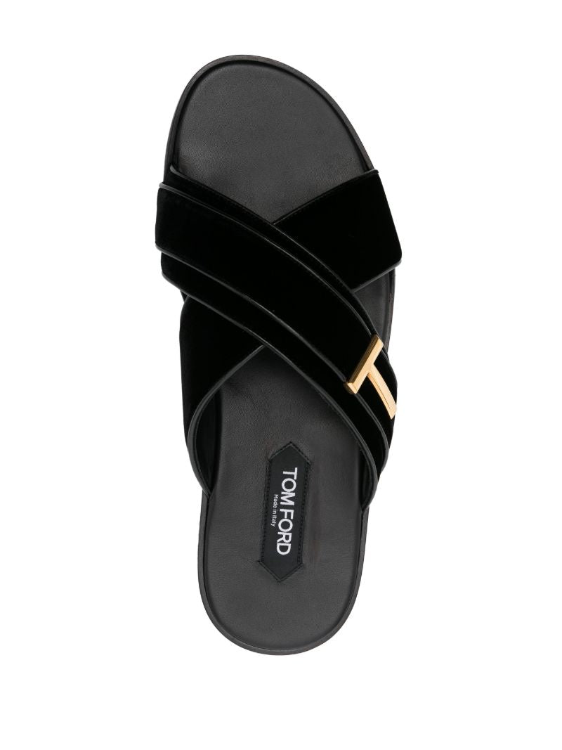Black Preston Leather Sandals