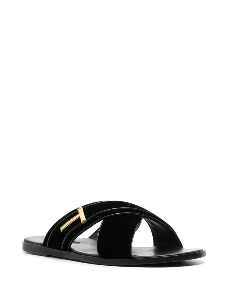 Black Preston Leather Sandals