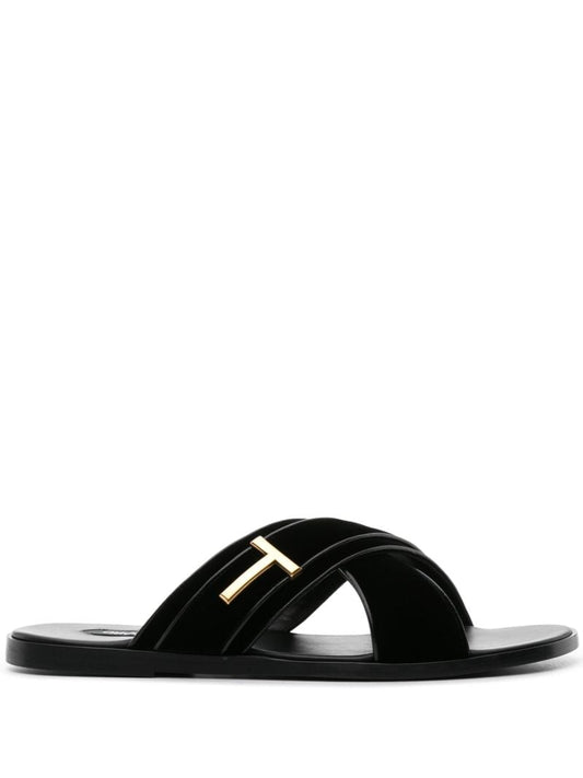 Black Preston Leather Sandals