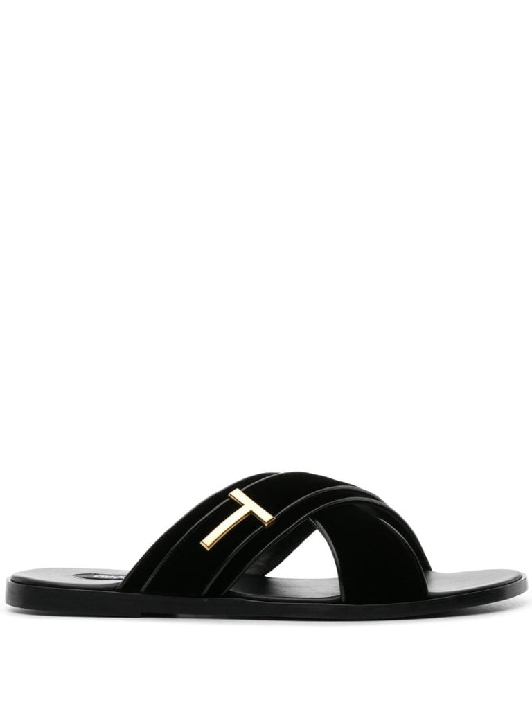 Black Preston Leather Sandals