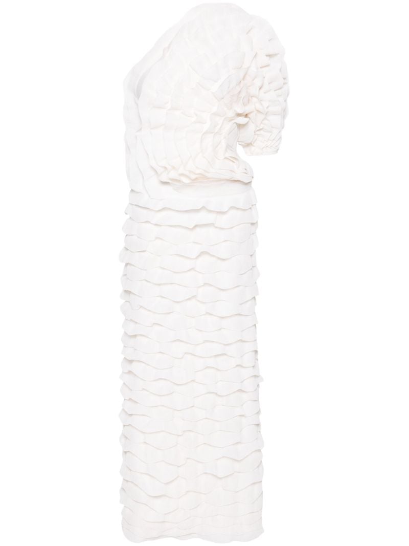 White Ruffled One-shoulder Dress