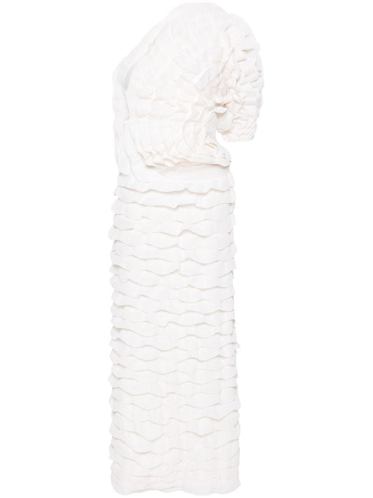 White Ruffled One-shoulder Dress