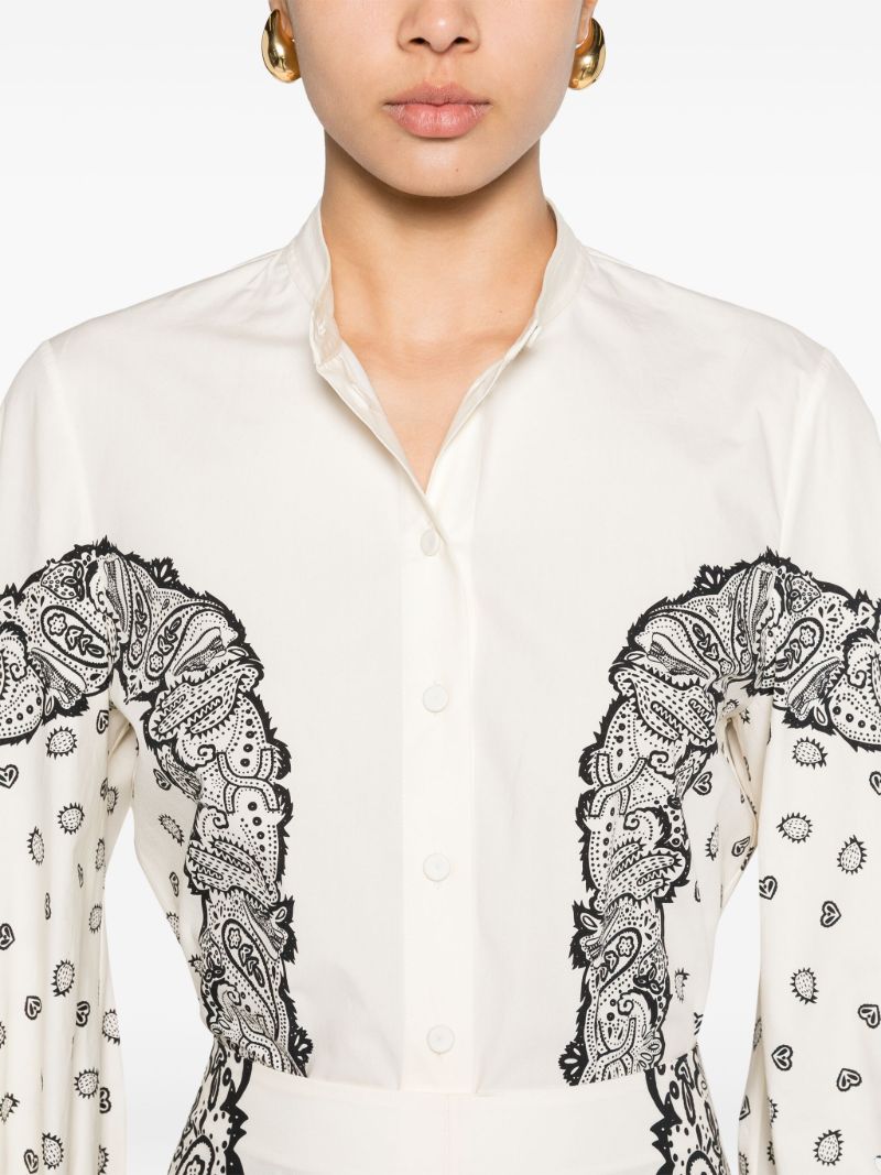 White Bandana-print Cotton Shirt