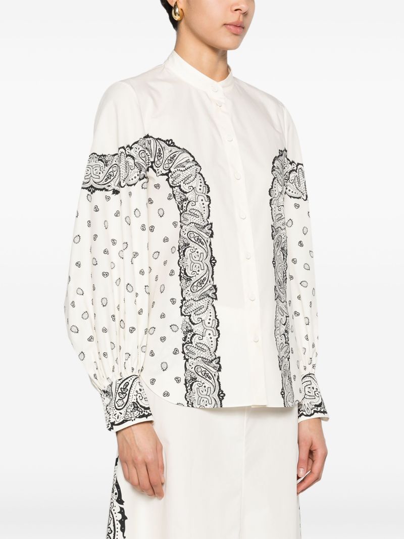 White Bandana-print Cotton Shirt