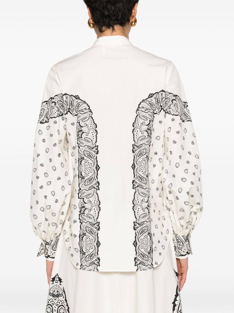 White Bandana-print Cotton Shirt