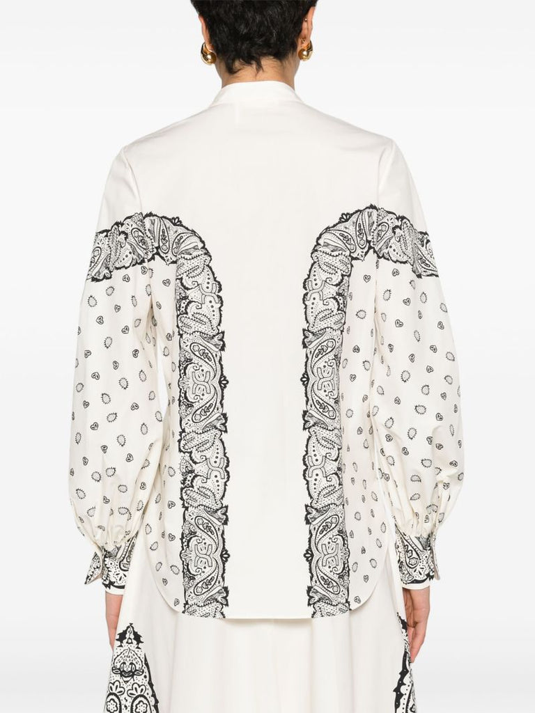 White Bandana-print Cotton Shirt